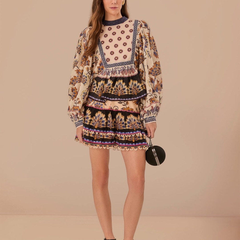 Cream Ainika Maxi Floral Mini Skirt